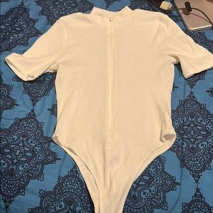 White zipper body suit